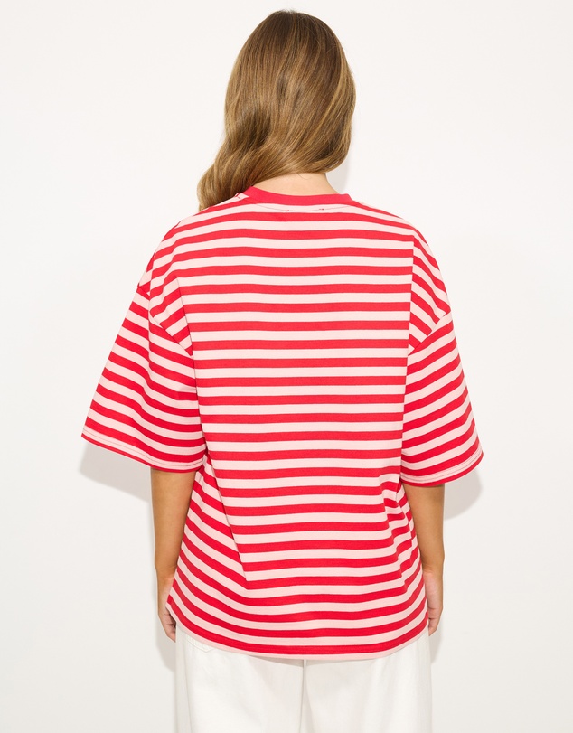 Dazie - Nostalgia Stripe Oversized Graphic Boyfriend Tee