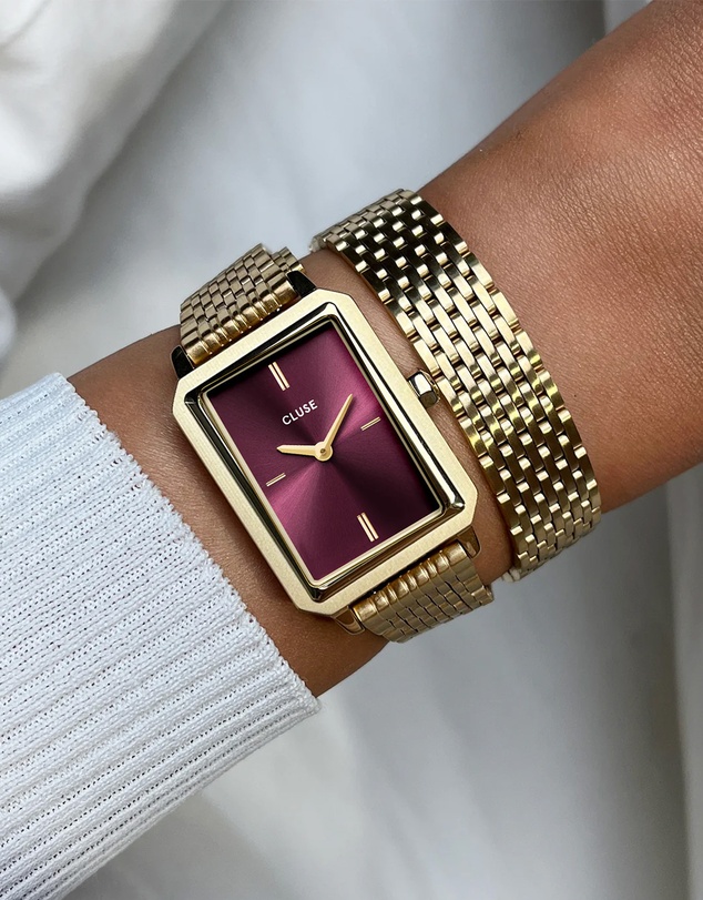 Cluse - Fluette Watch Double Steel, Wine, Gold Colour