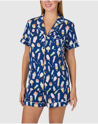 Kate Spade - Printed Modal Button Up Short Sleeve Short Pyjama Set