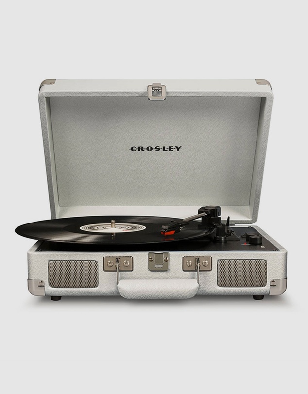 Crosley - Crosley Cruiser Bluetooth Portable Turntable - White Sands + Bundled Crosley Record Storage Crate