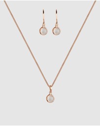Elli Jewelry - Jewelry Set Moonstone 925 Sterling Silver Rosegold