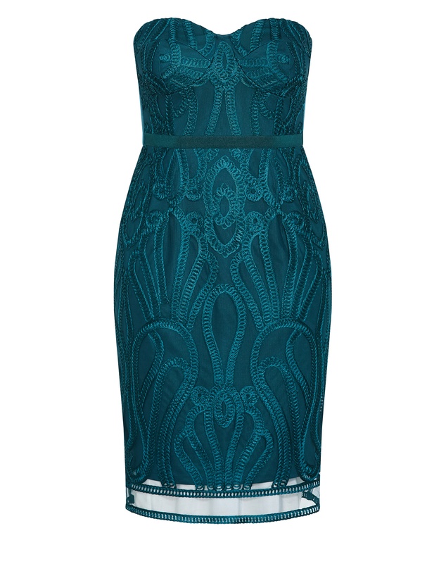 City Chic - Plus size Antonia Strapless Midi Dress - emerald