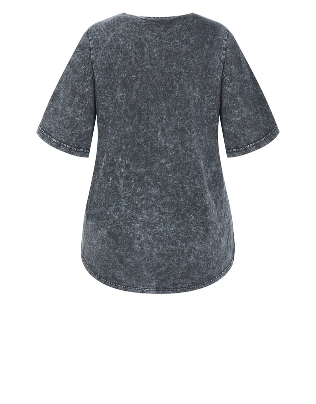 City Chic - Plus size Ryan Arizona Print Tee - grey wash
