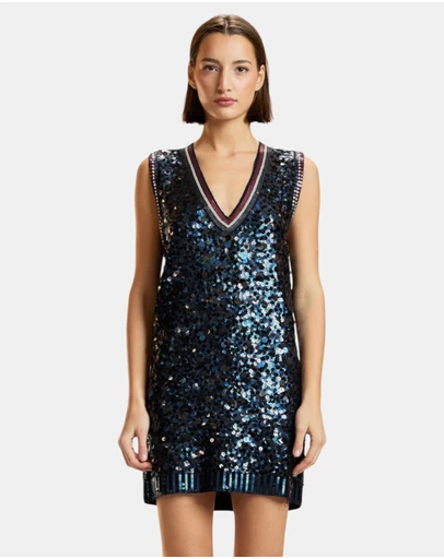 Cynthia Rowley - Sequin V-Neck Mini Knit Dress
