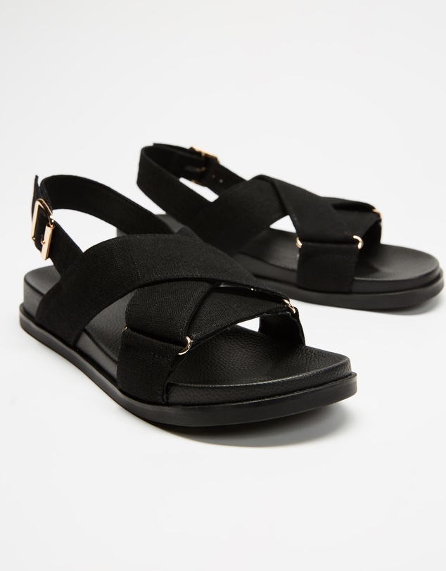 AERE - Linen Crossover Footbed Sandals