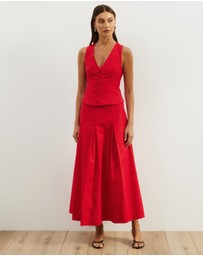 Atmos&Here - Maren Cotton Pleated Maxi Skirt
