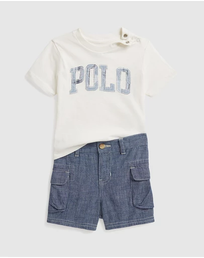 Polo Ralph Lauren - Logo Cotton Tee & Chambray Cargo Short - Kids