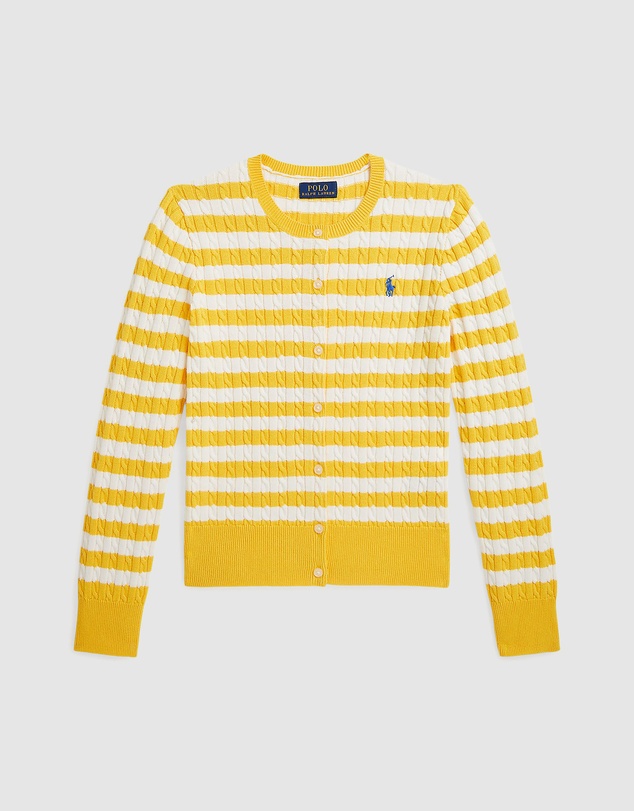 Polo Ralph Lauren - Striped Mini-Cable Cotton Cardigan - Teens