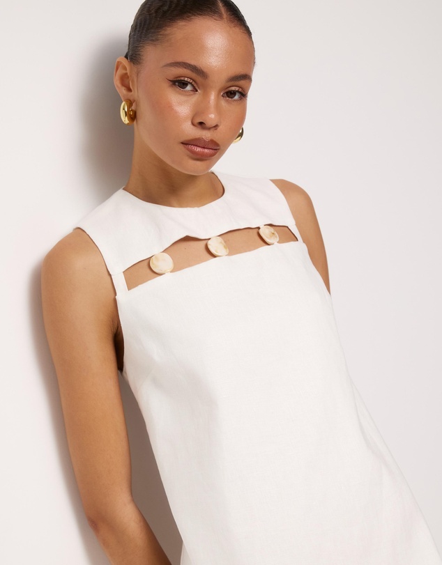 AERE - Haven Linen Beaded Mini Dress