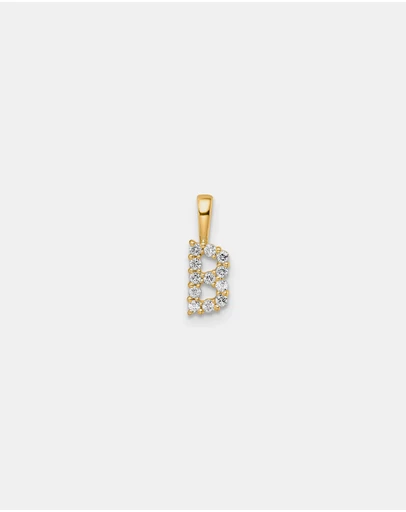 Zoe Olivia - 9K Gold Lab Grown Diamond Initial B Pendant