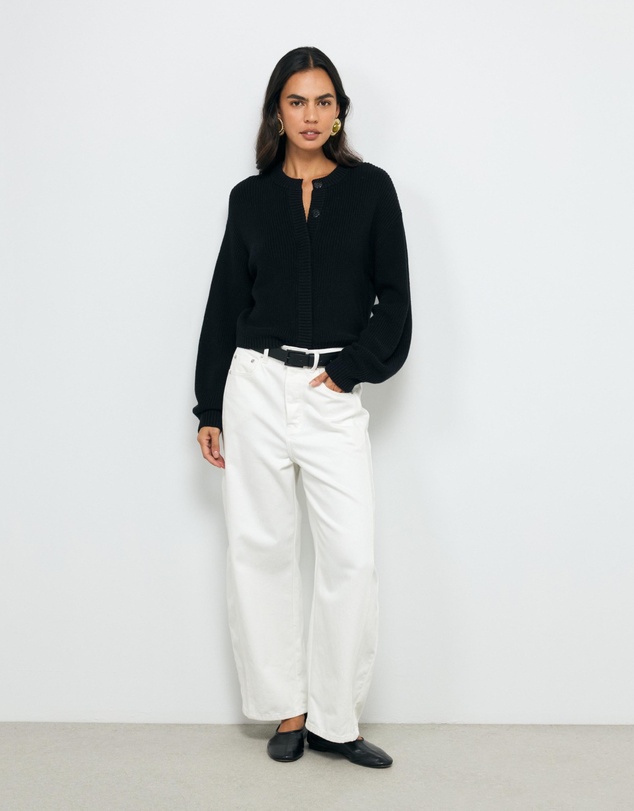 Revibe - Repaired AERE Tola Cotton Cashmere Cardigan - AU 6