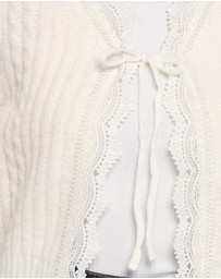 Petal & Pup - Silvie Lace Front Tie Cardigan - Cream
