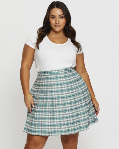 Plus High Waist Pleated Tennis Skirt