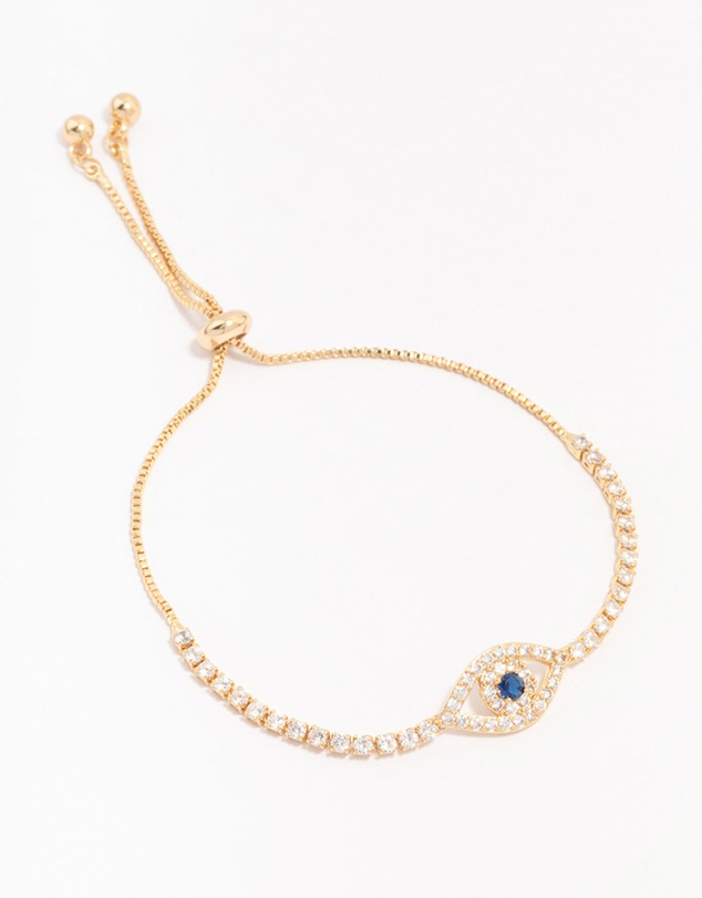 Lovisa - Gold Plated Brass Crystal Large Evil Eye Bracelet