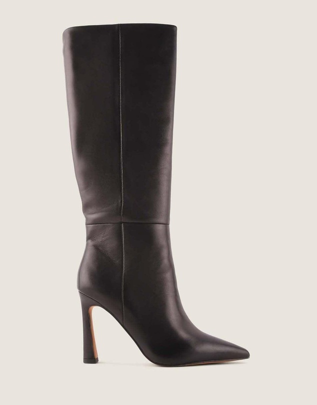 Shelly Shen - Lennon Heel Long Boots Black Leather