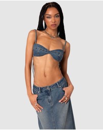 EDIKTED - Lassy Washed Denim Bralette
