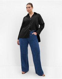 City Chic - Plus size Elevated Long Sleeve Stretch Shirt - black