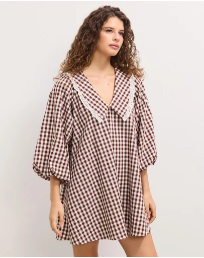 The Fated - Paige Gingham Collared Mini Dress