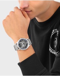 Plein Sport - PLEIN IRON TIGER 44mm White Silver dial and Silver-tone bracelet