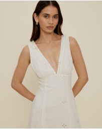 The Fated - Esther Column Broderie Midi Dress