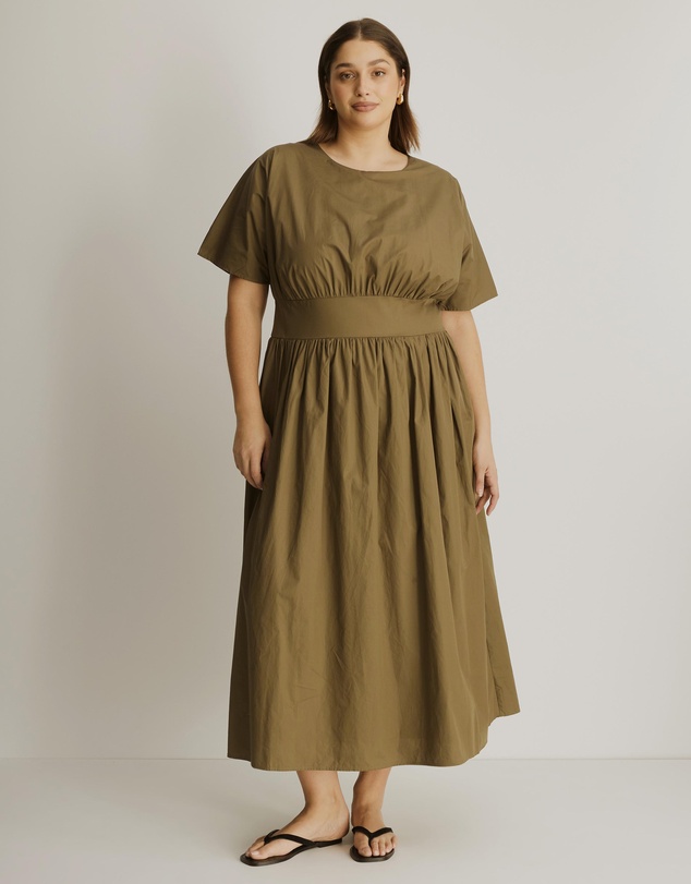 Atmos&Here Curvy - Nicky Cotton Poplin Midi Dress