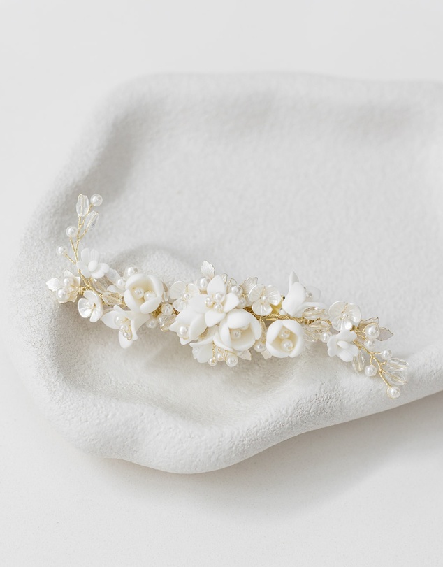The White Collection - Caroline - Pearl Detail Gold Bridal Hair Piece