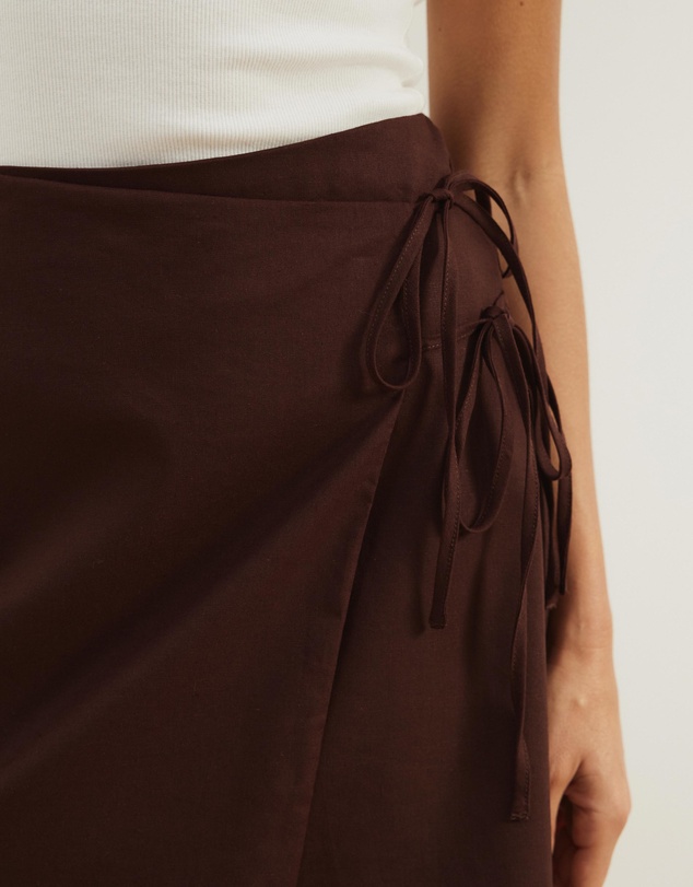 Atmos&Here - Jemima Linen Blend Mini Wrap Skirt