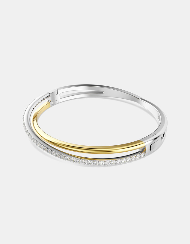 Swarovski - Hyperbola bangle, Round cut, White, Mixed metal finish