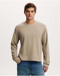 Cotton On - Cropped Fit Textured Long Sleeve T-Shirt