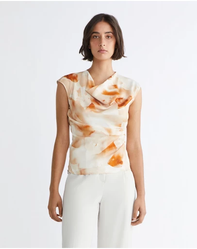 Calvin Klein - Watercolour Satin Gathered Top