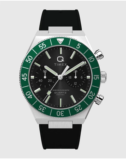 TIMEX - Q Timex Continental Chronograph 40mm Synthetic Rubber Strap Watch