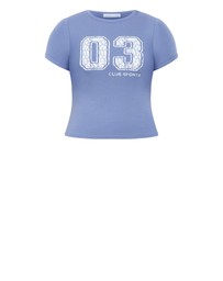 City Chic - Micro Game Day Print Tee - Blue
