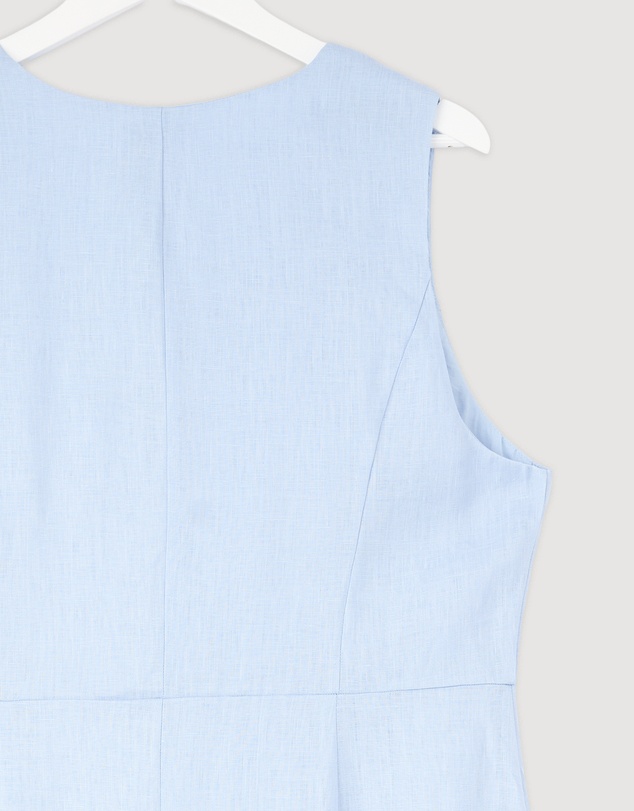 Revibe - Repaired AERE Cari Bead Detail Linen Midi Dress - AU 18