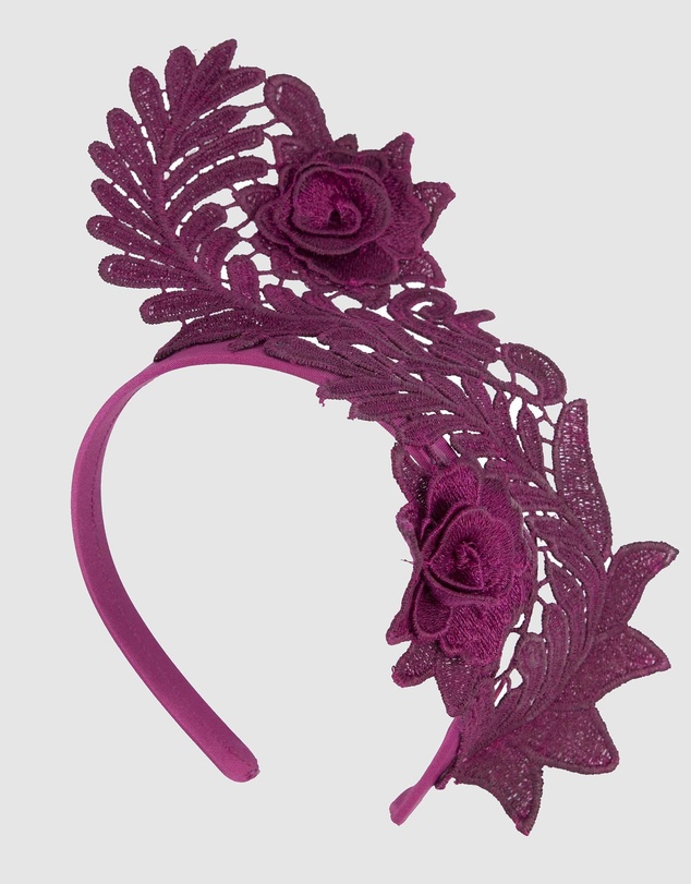 Max Alexander - Wine Lace Crown Headband Fascinator