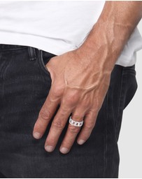 Kuzzoi - ICONIC EXCLUSIVE - Ring Men Chunky Chain Link Look in 925 Sterling Silver