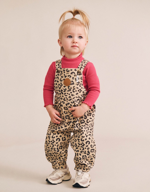 Huxbaby - Leopard Print Denim Overalls - Babies