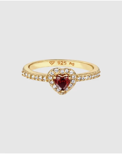 Elli Jewelry - Ring Heart Shape Zirconia 925 Sterling Silver Gold-Plated
