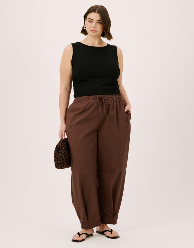 Atmos&Here Curvy - Clara Linen Blend Barrel Leg Pants