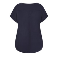 City Chic - Plus size Kiran Hi-Lo Tee - navy