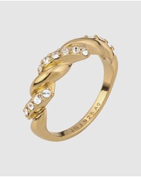 Elli Jewelry - Ring Crystal Statement Cocktail 925 Sterling Silver Gold-Plated