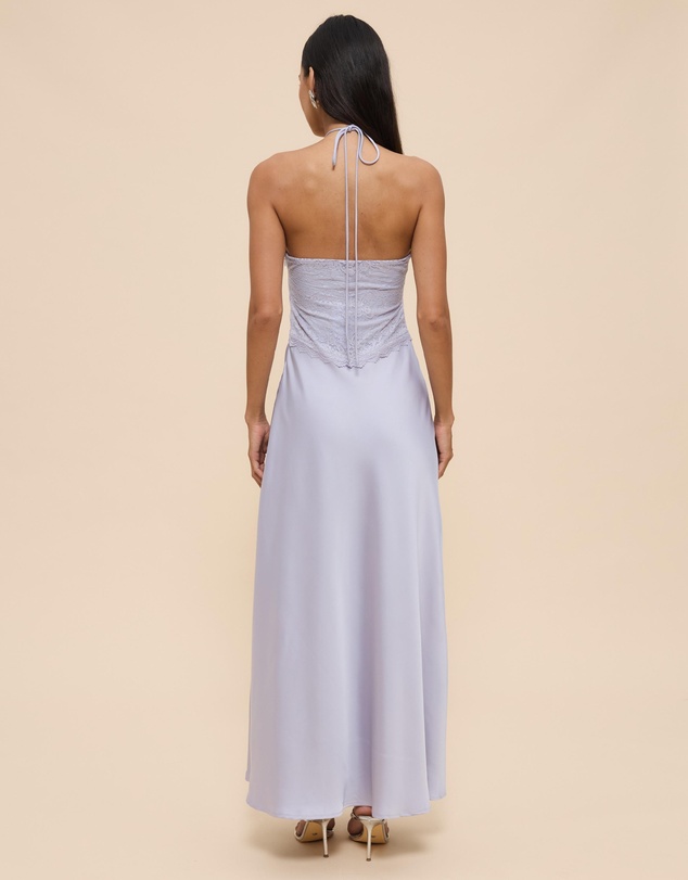CHANCERY - Georgie Halter Neck Lace Panelled Maxi Dress