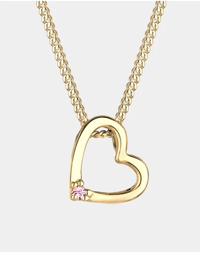 Elli Jewelry - Necklace Crystal Heart 925 Sterling Silver Gold-Plated