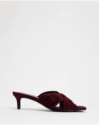 Atmos&Here - Ember Twist Detail Square Toe Suede Heels