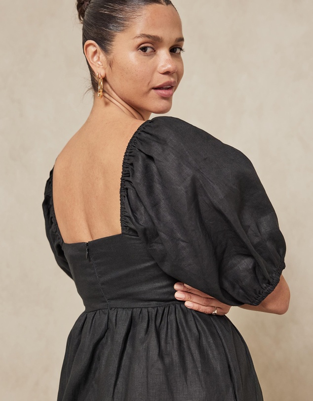 AERE - Corset Linen Midi Dress