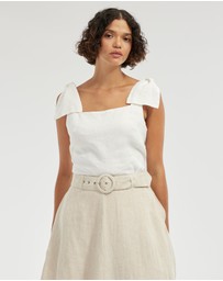 Amelius - Mavie Bow Linen Top