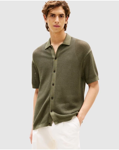 Tommy Hilfiger - Relaxed Fit Open Knit Short Sleeve Shirt