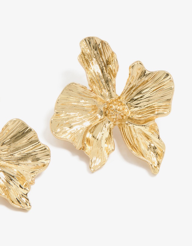 Lovisa - Gold Plated Organic Textured Flower Stud Earrings