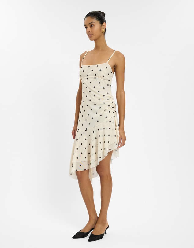 With Harper Lu - Asymmetrical Frill Midi Dress