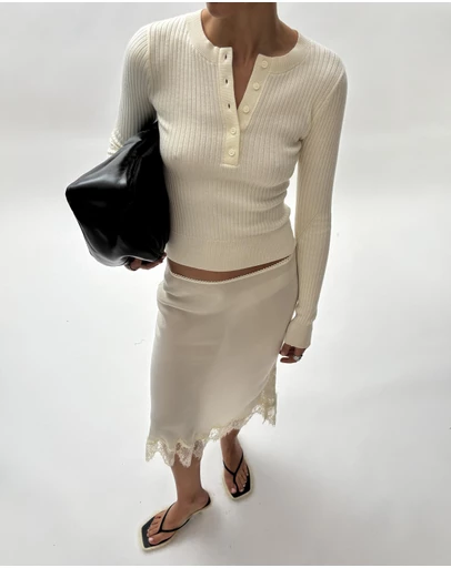 Minima Esenciales - Wren Merino Wool Rib Knit Top