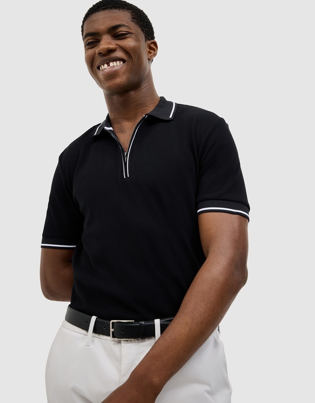 Politix - Morgan Textured Zip-up Polo